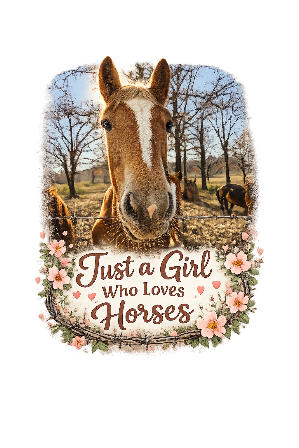 Just a Girl Who Loves Horses T-Shirt - Equestrian Gift for Horse Lovers