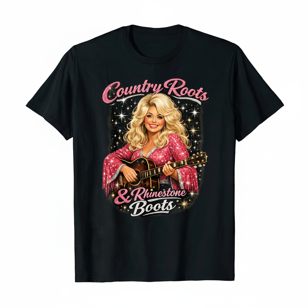 Country Roots & Rhinestone Boots T-Shirt Mockup