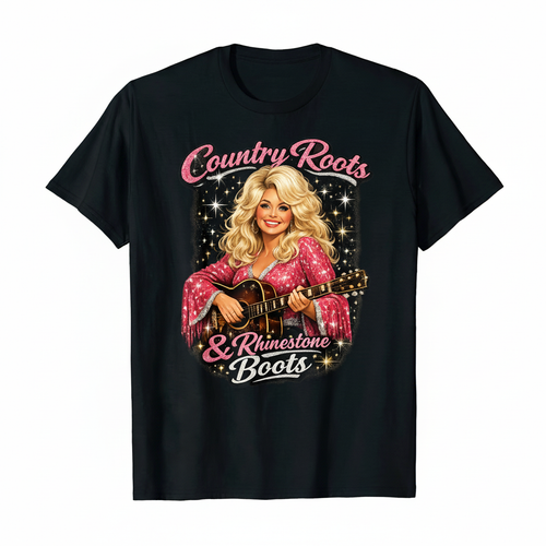 Country Roots & Rhinestone Boots T-Shirt Mockup
