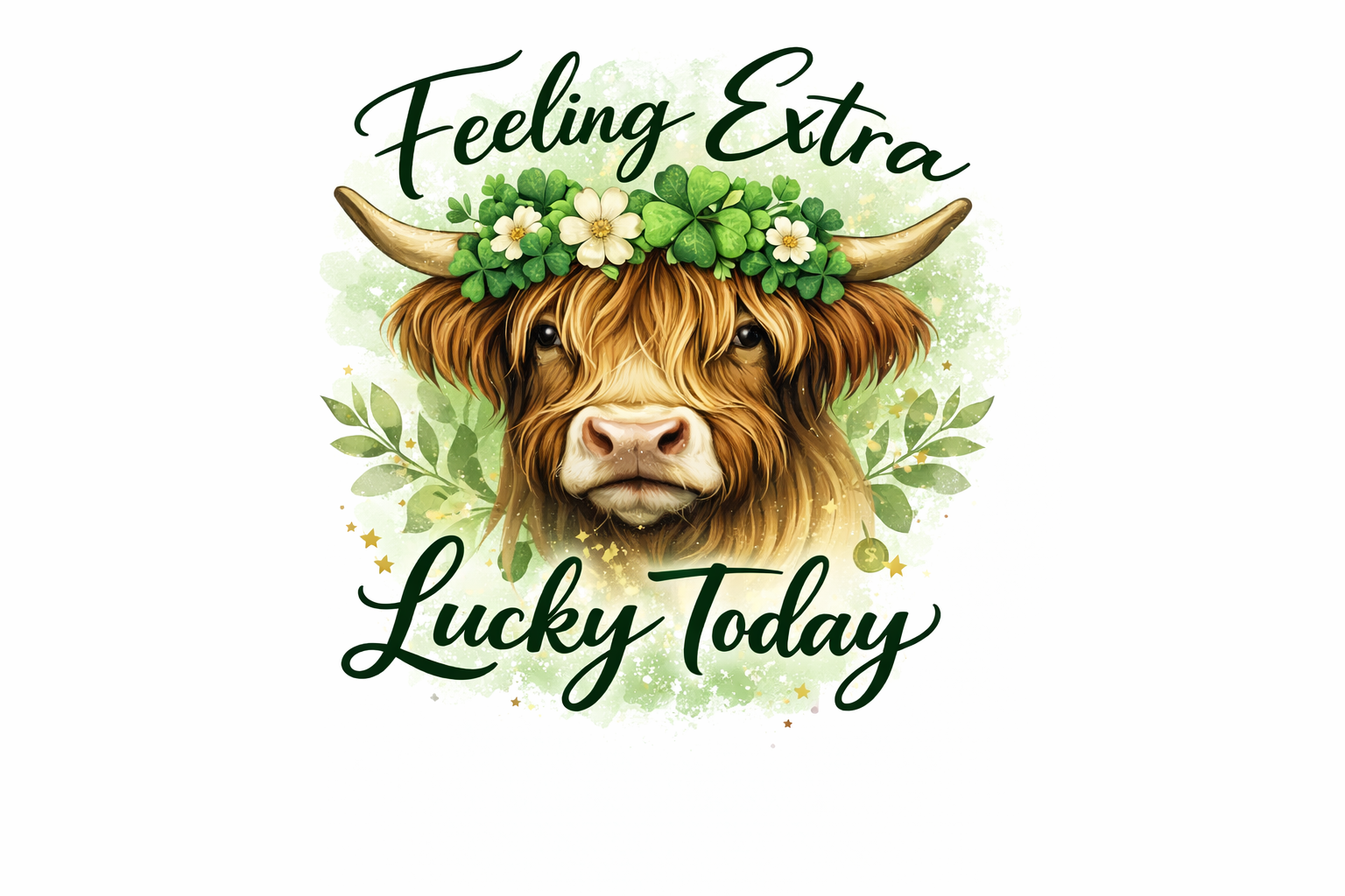 Feeling Extra Lucky Today Highland Cow St. Patrick's Day Shirt