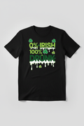 0% IRISH 100% DRUNK design on black t-shirt mockup