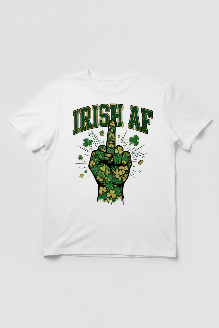 IRISH AF design on white t-shirt mockup