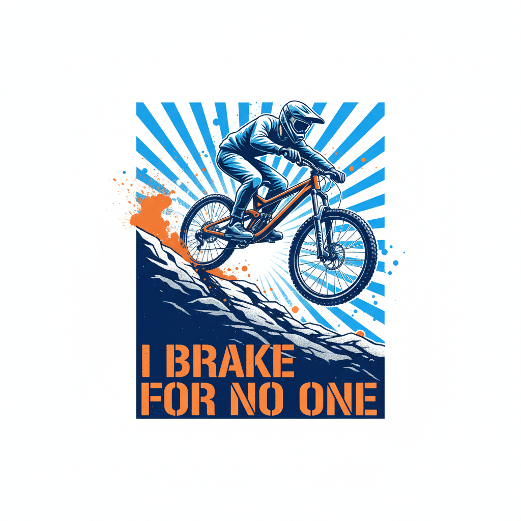 I BRAKE FOR NO ONE funny MTB design