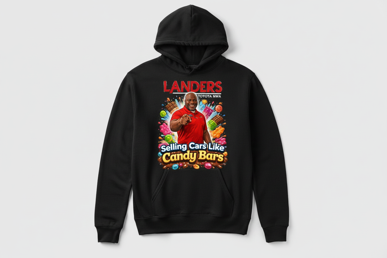 Landers Toyota design on black hoodie