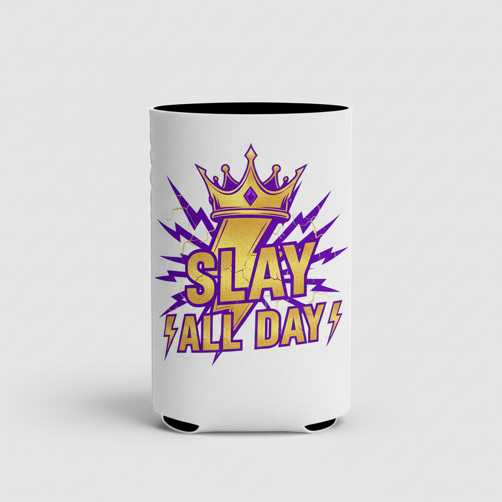 SLAY ALL DAY White Koozie Mockup